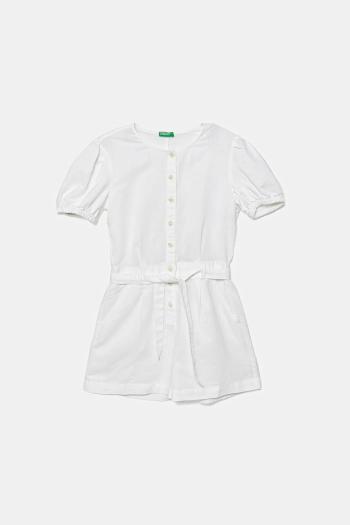 Detský ľanový overal United Colors of Benetton biela farba, 43WBCT014