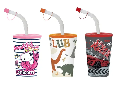 MAKRO - Pohár detský slámka 340ml rôzne farby a motívy