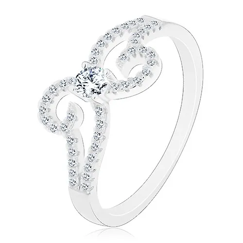 Prsteň zo striebra 925, ligotavá mašlička z rozdvojených ramien - Veľkosť: 49 mm