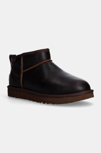 Kožené snehule UGG Classic Ultra Mini Lthr Regen hnedá farba, 1163490-IWD