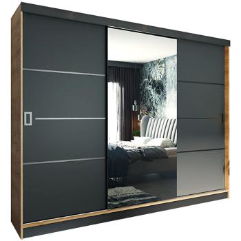 Szekrény Retro 200 4L craft /grafit ajtók