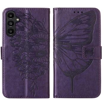 ART BUTTERFLY Peňaženkový obal pre Samsung Galaxy A15 / A15 5G tmavofialový