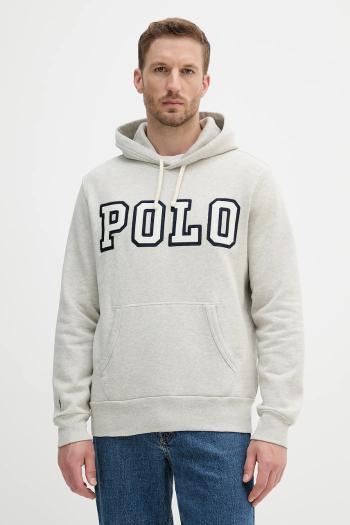 Mikina Polo Ralph Lauren Pohoodm2 Long Sleeve šedá farba, s kapucňou, s nášivkou, 710972664