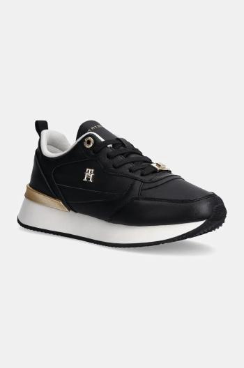 Kožené sneakers boty Tommy Hilfiger FEMININE RUNNER černá barva, FW0FW08117