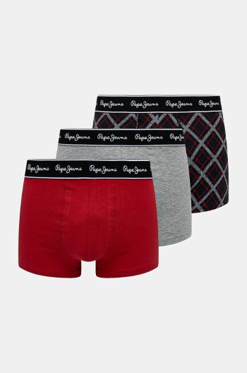 Boxerky Pepe Jeans TARTAN 3-pak pánske, šedá farba, PMU11162