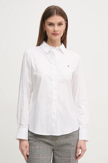 Košeľa Tommy Hilfiger dámska, biela farba, regular, s klasickým golierom, WW0WW44084