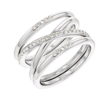 Calvin Klein Moderný oceľový prsteň s kryštálmi Minimal Linear 35000203 52 mm