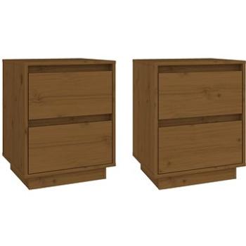 SHUMEE Nočné stolíky 2 ks medovo hnedé 40 × 35 × 50 cm masívne borovicové drevo, 813322