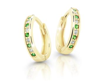 Cutie Jewellery Pôvabné kruhové náušnice zo žltého zlata C3342-80-X-1 zelená