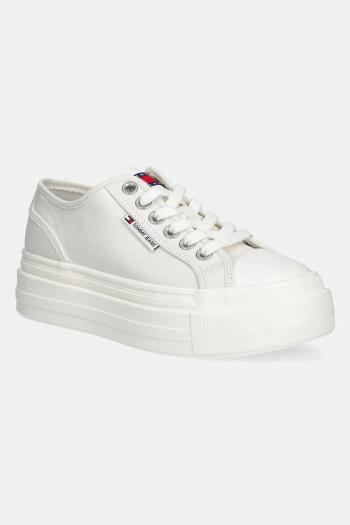 Tenisky Tommy Jeans FOXING FLATFORM LC biela farba, EN0EN02736