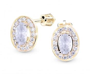 Cutie Jewellery Trblietavé zlaté náušnice so zirkónmi Z8049-30-X-1 číra