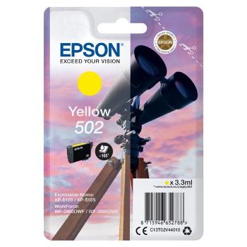 Epson originál ink C13T02V44010, 502, T02V440, yellow, 165str., 3.3ml, Epson XP-5100, XP-5105, WF-2880dwf, WF2865dwf, žltá