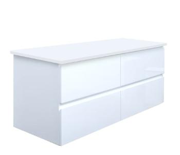 Kúpeľňová skrinka s krycou doskou SAT B-Way 119x50x45 cm biela lesk BWAY2120WDESK