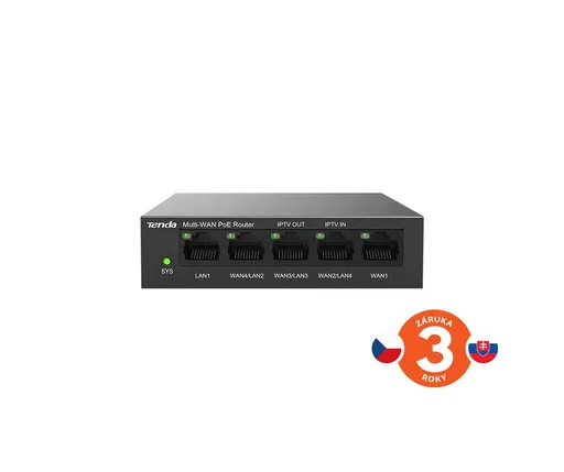 Tenda G0-5G-PoE - Gigabit PoE Router, 5x RJ45, MultiWAN, 4x PoE 802.3af/at, 10/100/1000Mbps