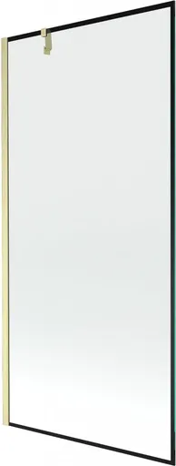 MEXEN/S - Next vaňová zástena FIX 90 x 150, čierna vzor, zlatá kartáčovaná 895-090-000-00-70-55