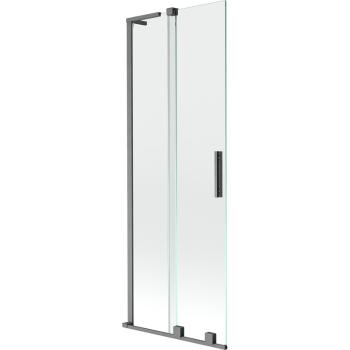 MEXEN/S - Velar L dvojkrídlová posuvná vaňová zástena 70 x 150, transparent, grafit kartáčovaná 896-070-003-01-66