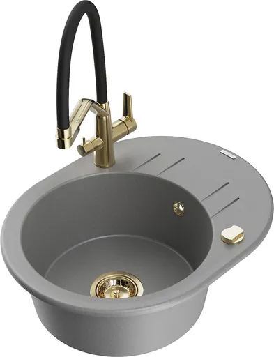 MEXEN/S MEXEN/S - Kevin granitový drez 1-miska vrátane batérie Duo, šedá 6517-71-671701-57-G