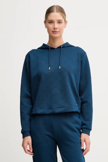 Mikina Guess PEONY modrá farba, s kapucňou, jednofarebná, V5YQ04 KBSL2