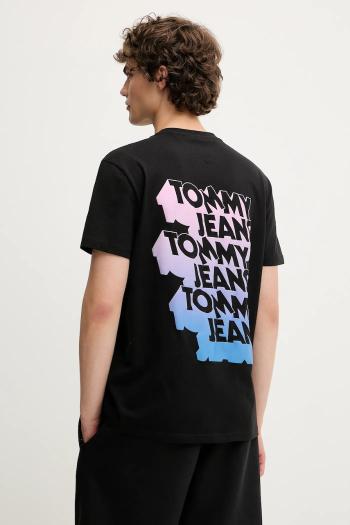 Bavlnené tričko Tommy Jeans pánske, čierna farba, s potlačou, DM0DM21589