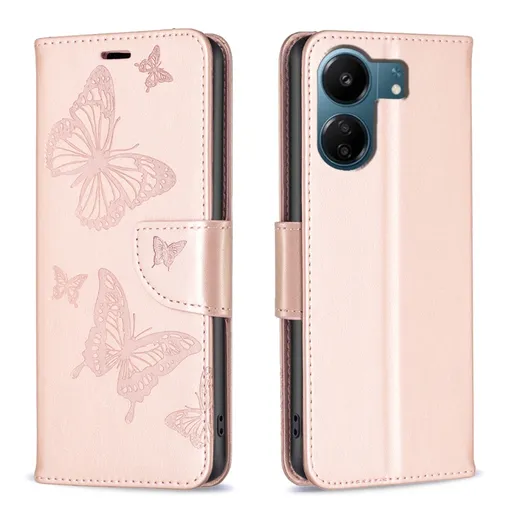 ART BUTTERFLY Peňaženkový obal pre Xiaomi Redmi 13C / Poco C65 svetloružový