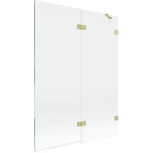MEXEN/S - Lunar vaňová zástena 2-krídlová pravá 130 x 150, transparent, zlatá kartáčovaná 897-130-100-55-00-P