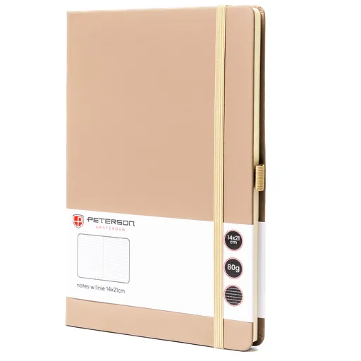 Zápisník A5 v khaki farbe s čiarovaným papierom a tvrdou väzbou