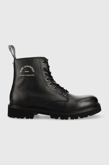 Kožené workery Karl Lagerfeld TROUPE MENS pánske, čierna farba, KL11850