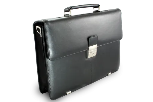 Čierna kožená aktovka s dvoma vnútornými priehradkami 112-2036-60