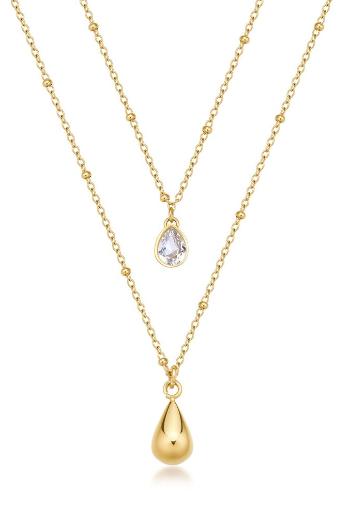 Brosway Dvojitý pozlátený náhrdelník Tear Drop Perfect BPC37