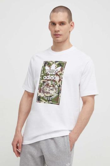 Bavlnené tričko adidas Originals Camo Tongue Tee pánske, biela farba, s potlačou, IS0246