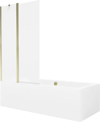 MEXEN/S - Cube obdĺžniková vaňa 170 x 80 cm s panelom + vaňová zástena 100, transparent, zlatá 550517080X9410115000