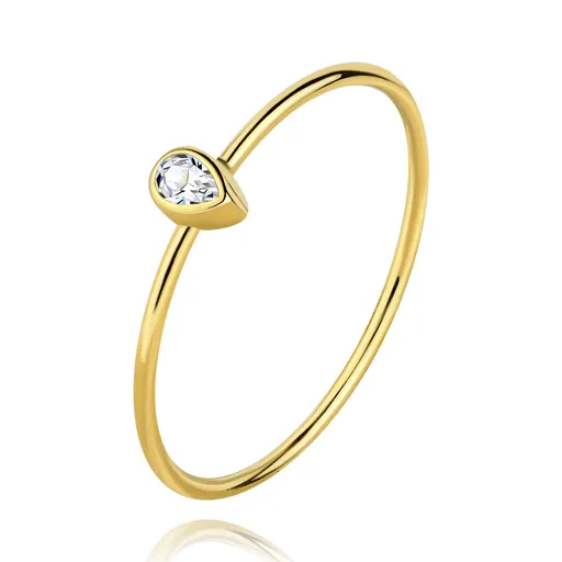 Zlatý prsteň 9K so zirkónom v tvare slzy - Veľkosť: 49 mm