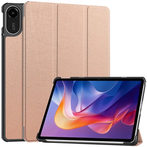 LEATHER Zaklápací kryt pre Xiaomi Redmi Pad 2 ružovo-zlatý