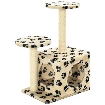 Shumee Odpočívadlo s domčekom 40 × 30 × 60 cm béžové s labkami (8718475598275)