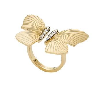 Fossil Prekrásny pozlátený otvorený prsteň Butterflies JF04800710