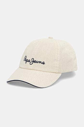 Bavlnená šiltovka Pepe Jeans WEI CAP béžová farba, s nášivkou, PL040364