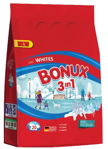 BONUX POLAR ICE FRESH - Prací prášok na bielu bielizeň 0,9 kg