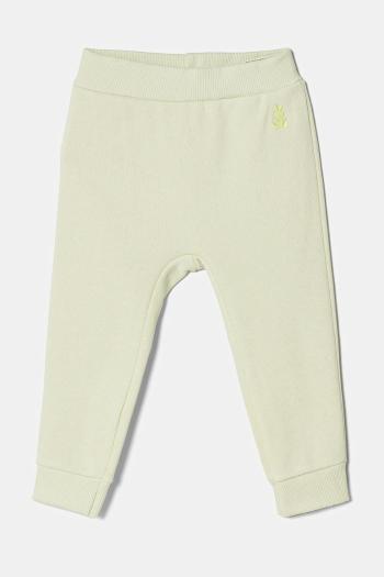 Detské tepláky United Colors of Benetton zelená farba, jednofarebné, 3J70AF01R