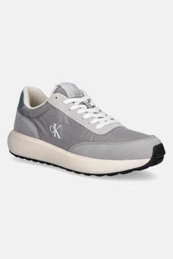 Tenisky Calvin Klein Jeans ATHLEISURE RUNNER LACEUP MIX pánske, šedá farba, YM0YM01195