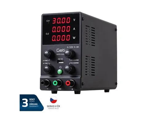 Zdroj laboratórny GETI GLPS1203H  0-120V/ 0-3A