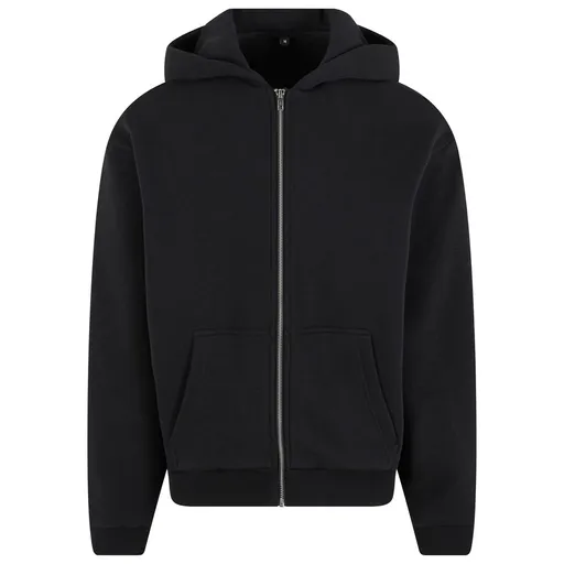 Build Your Brand Hebká pánska mikina na zips Fluffy - Čierna | 2XL
