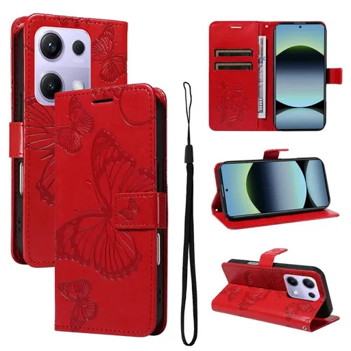 ART BUTTERFLY Peňaženkový obal pre Xiaomi Redmi Note 14S červený