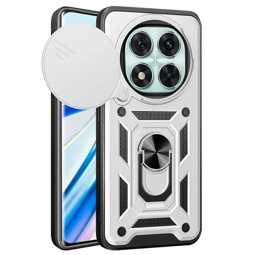 RING CAMERA Kryt s držiakom pre Xiaomi Redmi Note 14 Pro 5G / Poco X7 strieborný