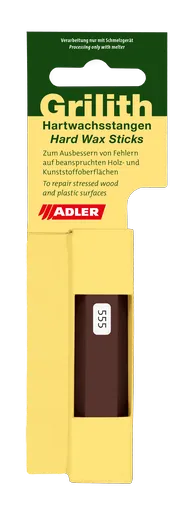 GRILITH HARTWACHSSTANGEN - Tvrdé voskový tyčinky na opravu chýb dreva 555 - hruška, 1 ks