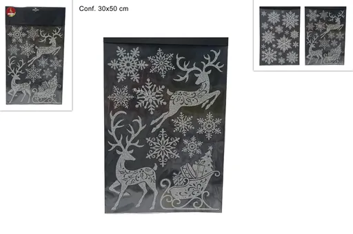 MAKRO - Vianočná samolepka na okno, dekor snehové vločky, 2 druhy