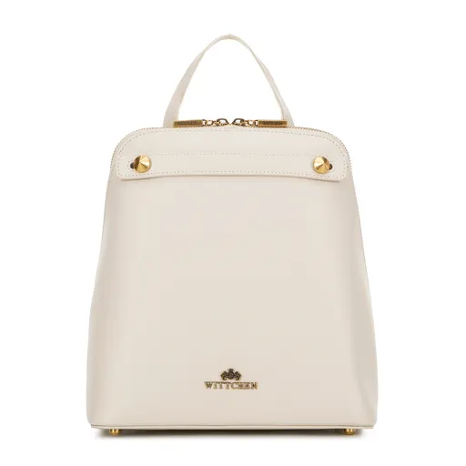 Dámsky trapezový batoh z kože krémový 100-4E-600-0