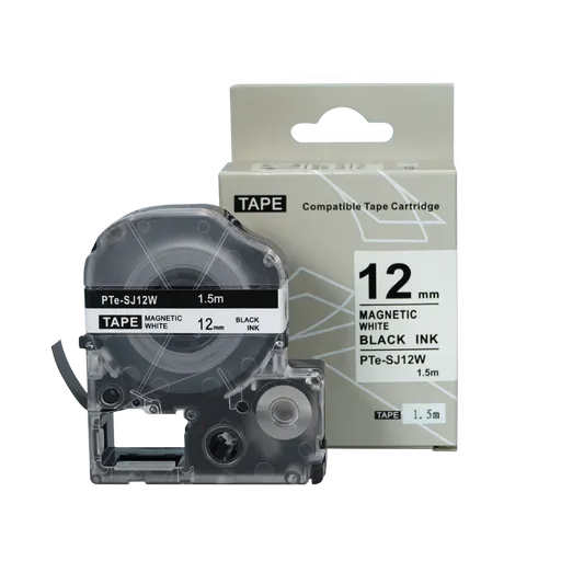 Brother TZe-SJ12W, 12mm x 1,5m, černý tisk / magnetický bílý podklad, kompatibilní páska