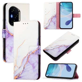 ART MARBLE Peňaženkový kryt pre Honor 400 5G WHITE PURPLE