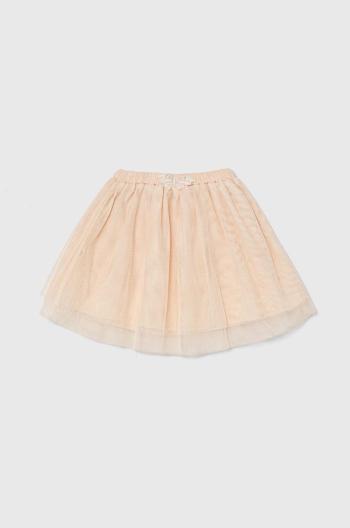 Dievčenská sukňa United Colors of Benetton oranžová farba, mini, áčkový strih
