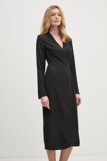 Šaty Calvin Klein čierna farba, midi, áčkový strih, K20K207658